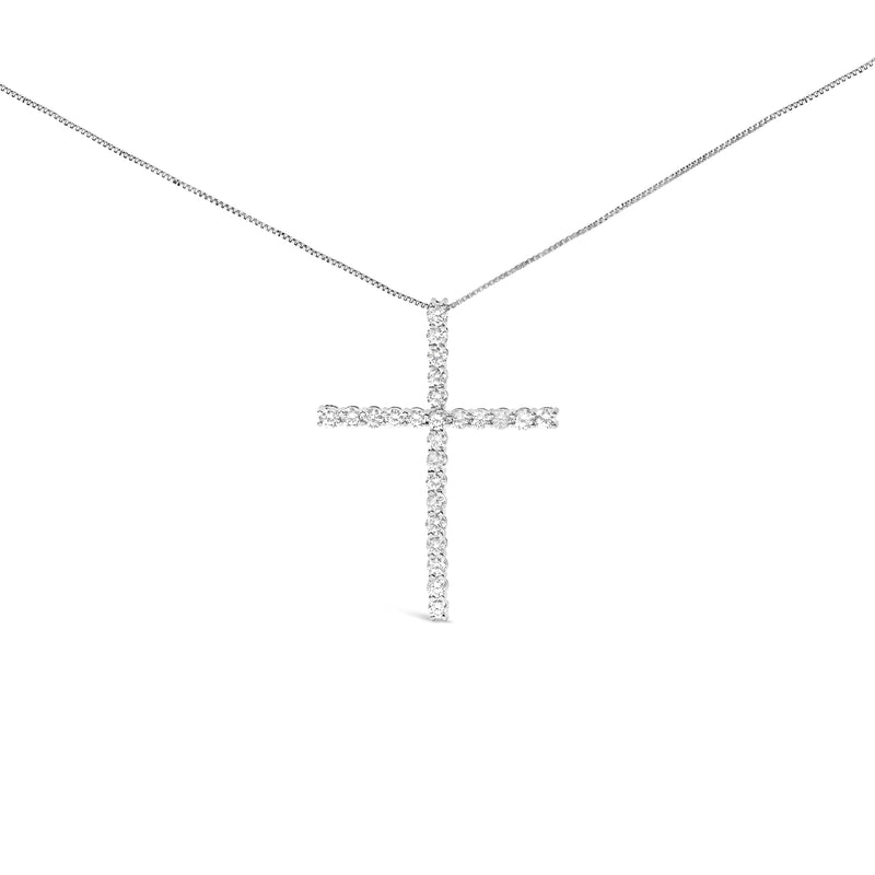 14K White Gold 2.0 Cttw Lab Grown Diamond Cross 18" Inch Pendant Necklace (F-G Color, VS2-SI1 Clarity)