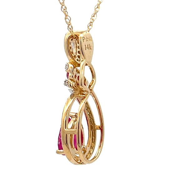 1.00ct Ruby Diamond Fashion Pendants 14KT Yellow Gold