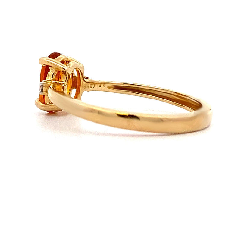 Genuine 1.40ct Citrine Diamond Ring 14KT Yellow Gold