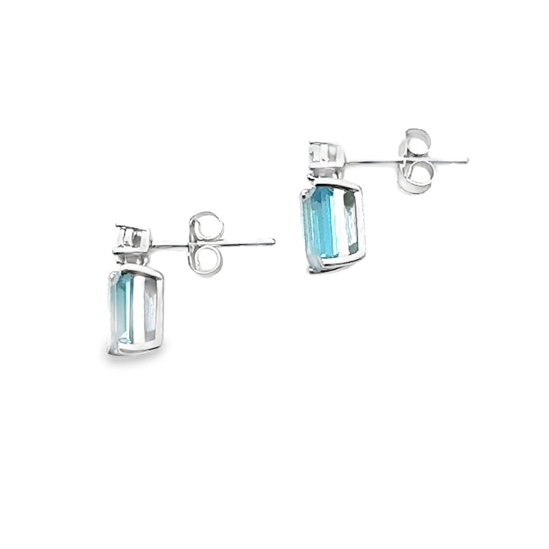 London Blue Topaz Diamond Earrings 10KT White Gold