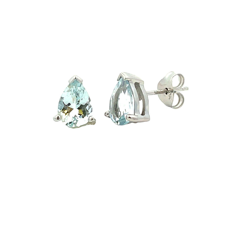 Genuine 1.30ct Aquamarine Stud Earrings 10KT White Gold