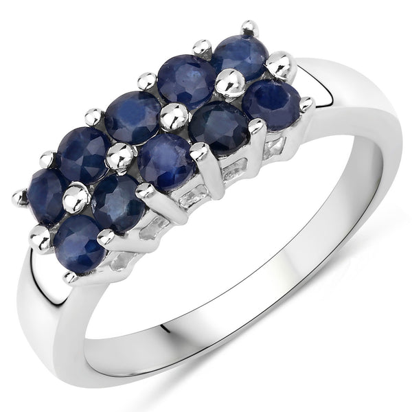 1.00 Carat Genuine Blue Sapphire .925 Sterling Silver Ring