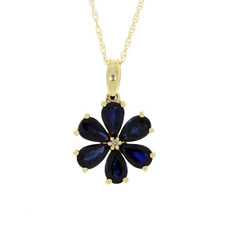 Sapphire Diamond Fashion Pendants 14KT Yellow Gold