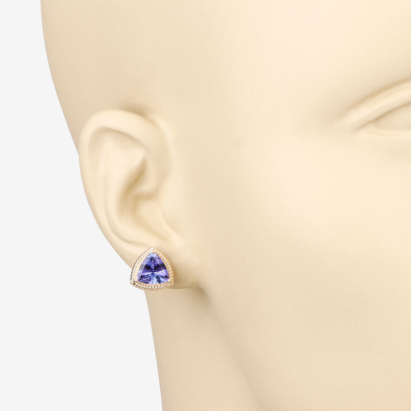 4.24 Carat Genuine Tanzanite 14K Yellow Gold Earrings