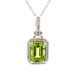 1.12ct Peridot Diamond Fashion Pendants 14KT White Gold