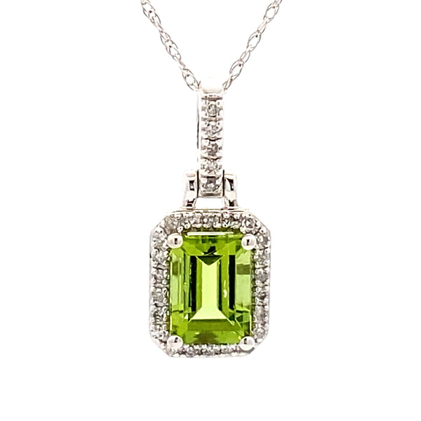 1.12ct Peridot Diamond Fashion Pendants 14KT White Gold