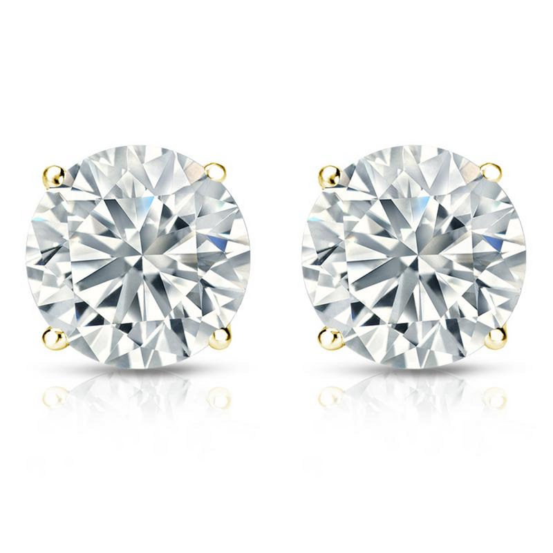 Lab Grown Diamond Stud Earrings 14K Gold 7.5ct Round Cut April Birthstone Stud Earrings