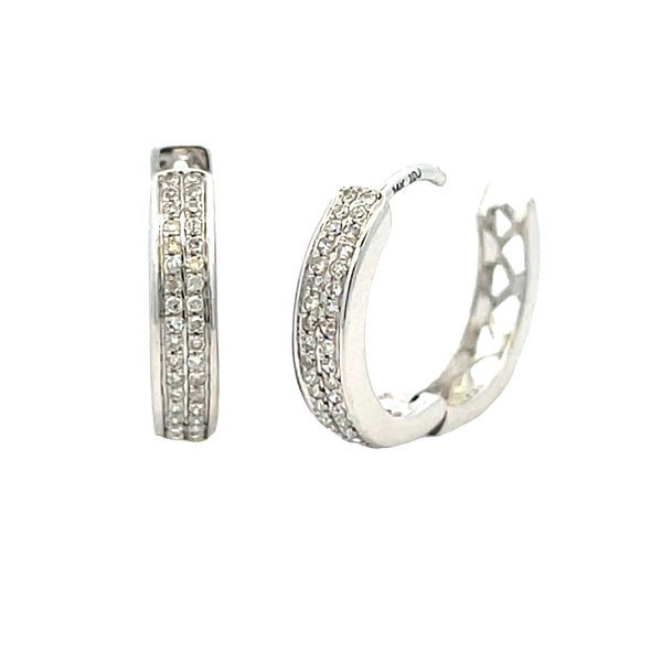 Natural .14ct Diamond Hoop Earrings 14KT White Gold