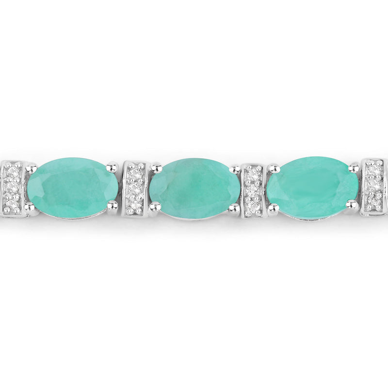 4.98 Carat Genuine Emerald and White Topaz .925 Sterling Silver Bracelet