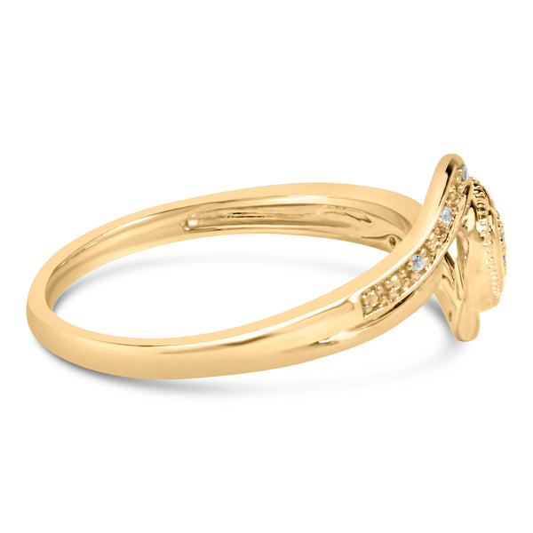 14K Yellow Gold Plated .925 Sterling Silver Diamond Accent Filigree Heart Promise Ring (I-J Color, I3 Clarity)- Size 7