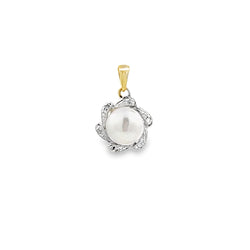 .02ct FW Pearl Fashion Pendants 10KT Yellow Gold