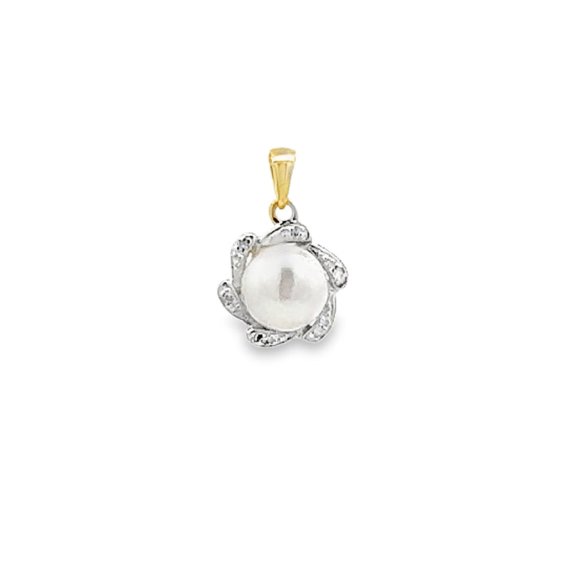 .02ct FW Pearl Fashion Pendants 10KT Yellow Gold