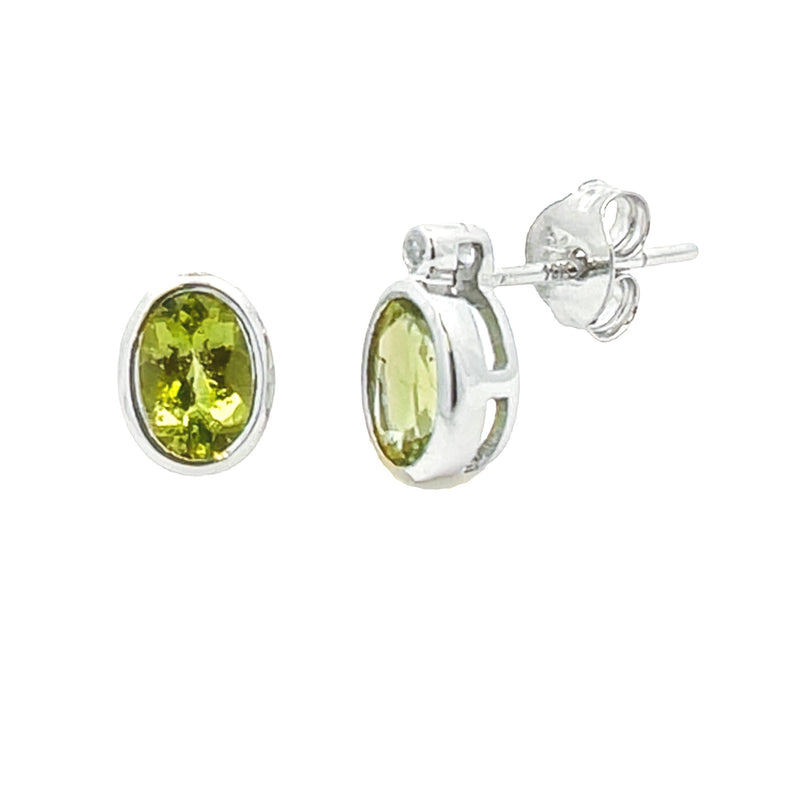 1.23ct Peridot Diamond Stud Earrings 10KT White Gold