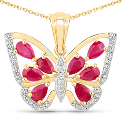 2.07 Carat Genuine Ruby and White Zircon .925 Sterling Silver Pendant