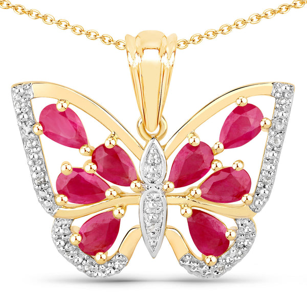 2.07 Carat Genuine Ruby and White Zircon .925 Sterling Silver Pendant