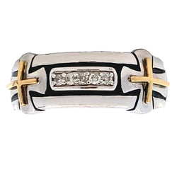 .11ct Mens Ring Wedding Band Sterling Silver 14KT Gold