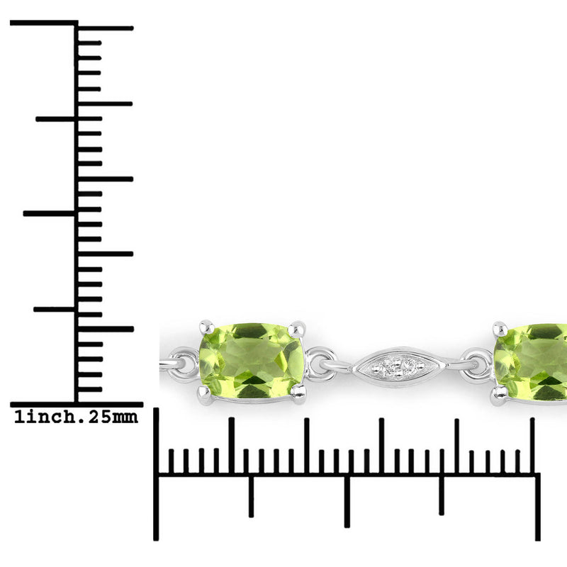 6.21 Carat Genuine Peridot and White Topaz .925 Sterling Silver Bracelet