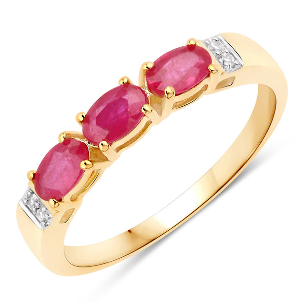 0.70 Carat Lead Free Ruby and Created White Sapphire 10K Yellow Gold Ring