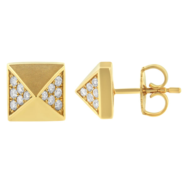 14K Yellow Gold 1/4 Cttw Diamond Pyramid Stud Earring (G-H Color, SI1-SI2 Clarity)