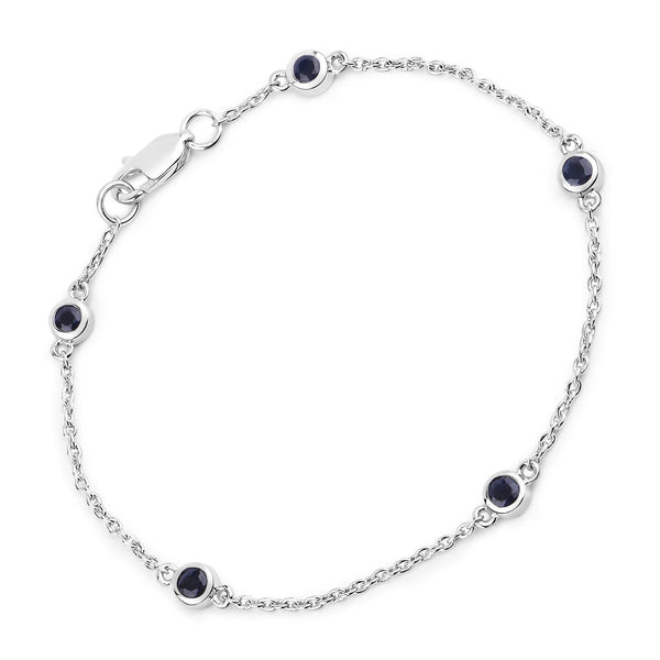 0.55 Carat Genuine Blue Sapphire .925 Sterling Silver Bracelet