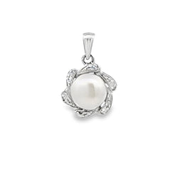 Natural .02ct FW Pearl Fashion Pendants 10KT White Gold