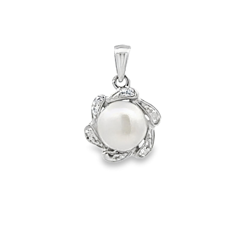 Natural .02ct FW Pearl Fashion Pendants 10KT White Gold