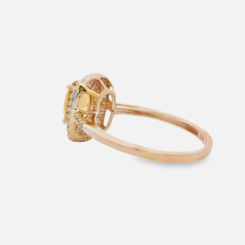 Natural 1.75ct Citrine Diamond Ring 14KT Yellow Gold