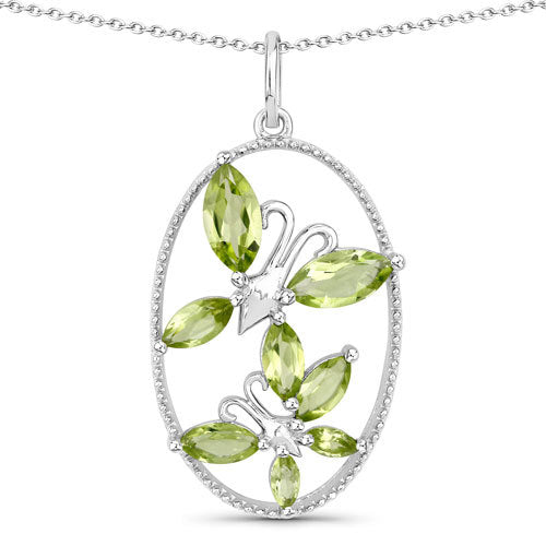 2.10 Carat Genuine Peridot .925 Sterling Silver Pendant