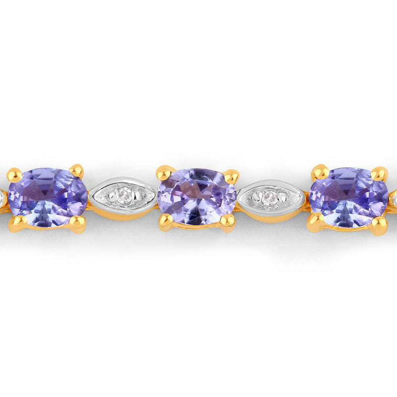 1.56 Carat Genuine Tanzanite and White Diamond .925 Sterling Silver Bracelet