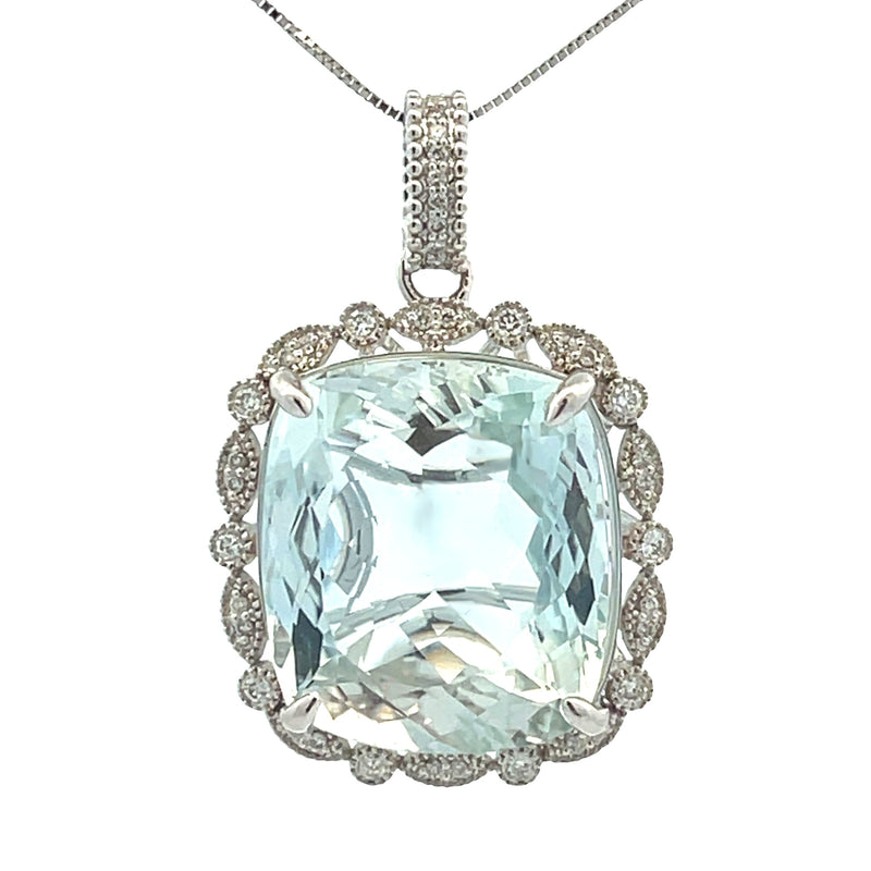 Blue Topaz Diamond Fashion Pendants 14KT White Gold