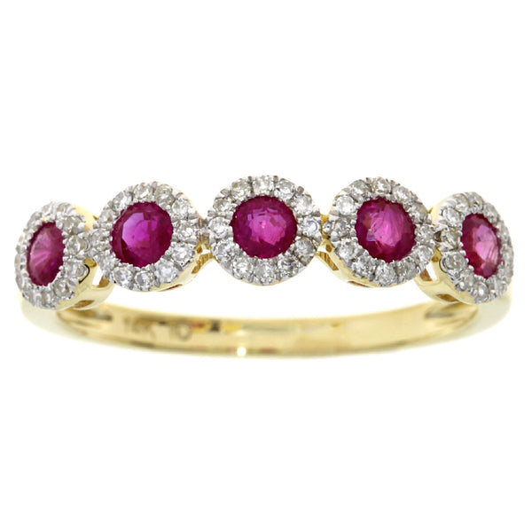 .60ct Ruby Diamond Wedding Band Ring 14KT Yellow Gold