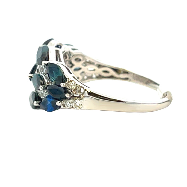 Natural 2.95ct Sapphire Diamond Ring 18KT White Gold