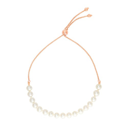 14k Rose Gold Adjustable Friendship Bracelet with Pearls