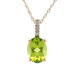 Peridot Diamond Fashion Pendants 14KT Yellow Gold