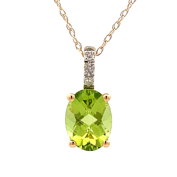 Peridot Diamond Fashion Pendants 14KT Yellow Gold