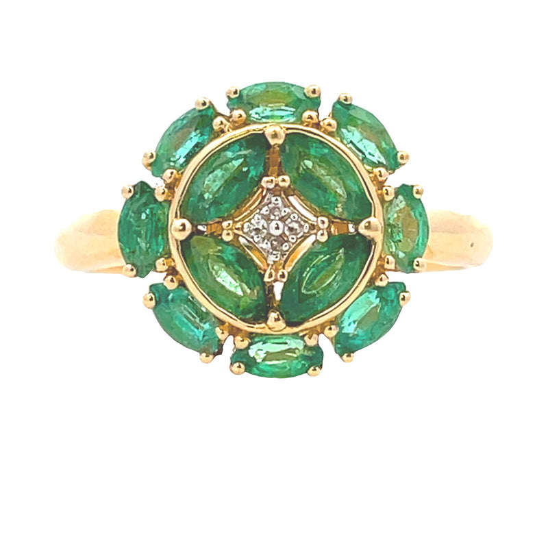 Genuine 1.13ct Emerald Diamond Ring 14KT Yellow Gold