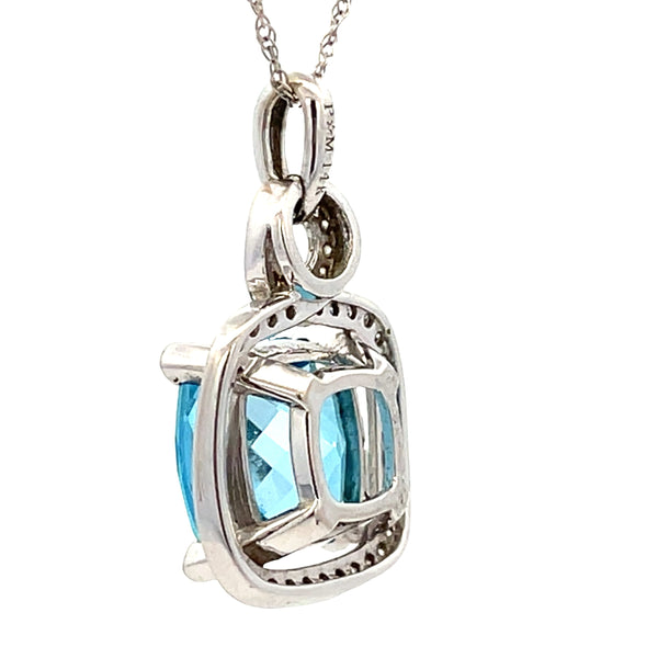 Blue Topaz Diamond Fashion Pendants 14KT White Gold