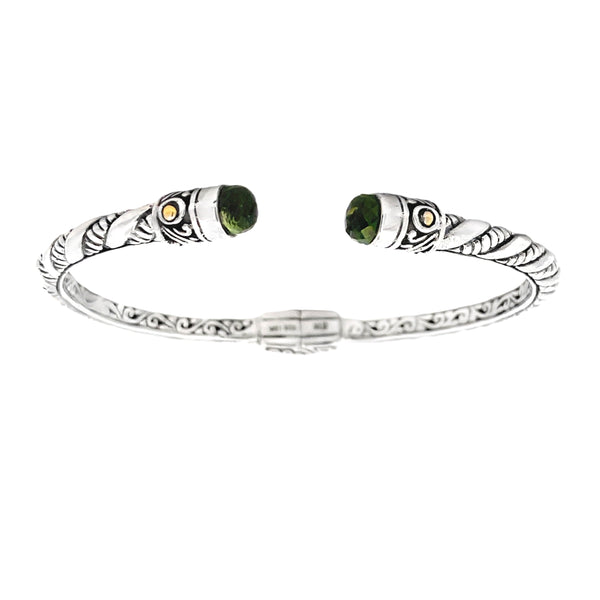 Peridot Bangle Bracelet Sterling Silver 18KT Gold