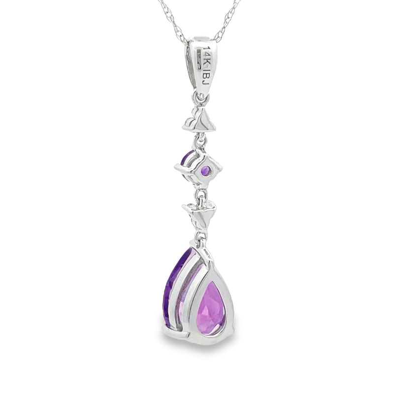 Amethyst Diamond Fashion Pendants 14KT White Gold