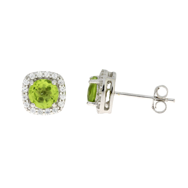 1.00ct Peridot Cubic Zirconium Earrings Sterling Silver