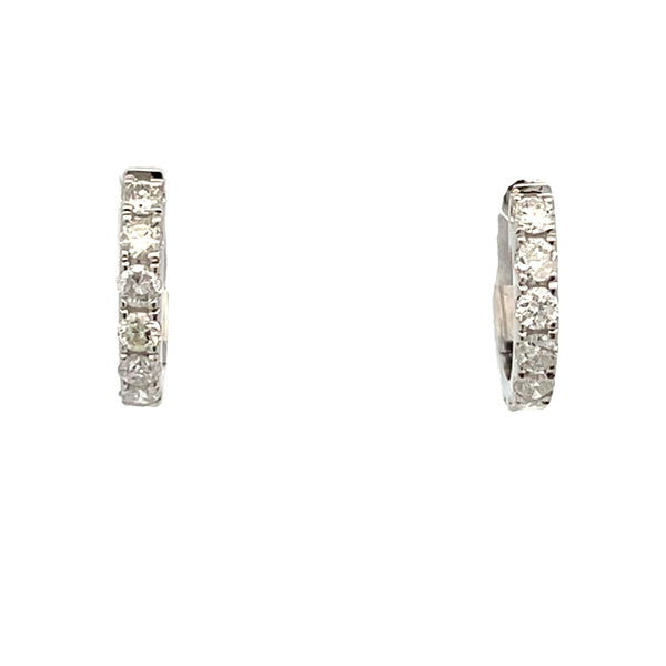 Natural .37ct Diamond Hoop Earrings 14KT White Gold