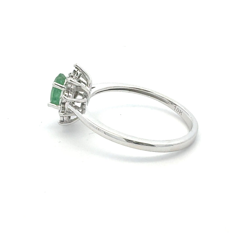 Genuine .54ct Emerald Diamond Ring 10KT White Gold