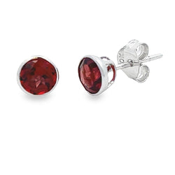 Natural 1.10ct Garnet Stud Earrings 10KT White Gold