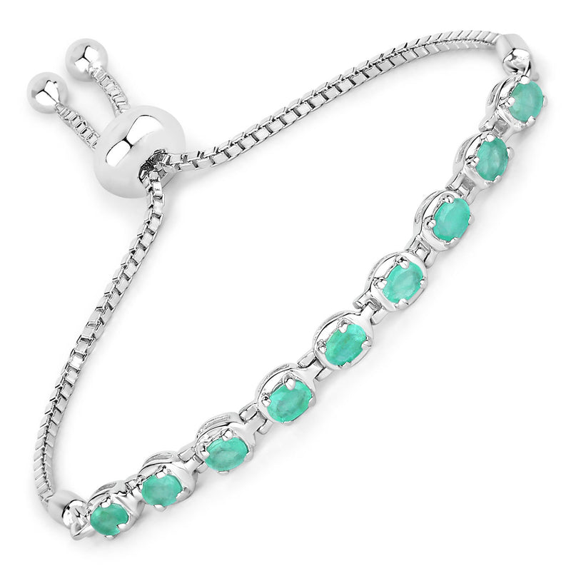 1.26 Carat Genuine Emerald .925 Sterling Silver Bracelet