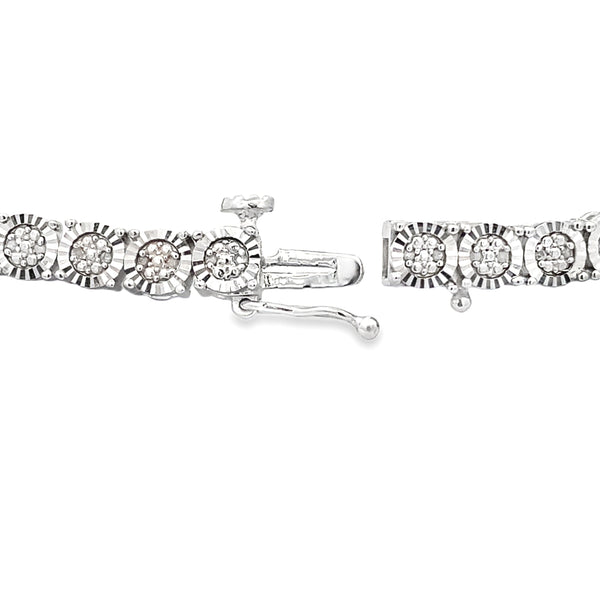 Natural .25ct Diamond Tennis Bracelet Sterling Silver