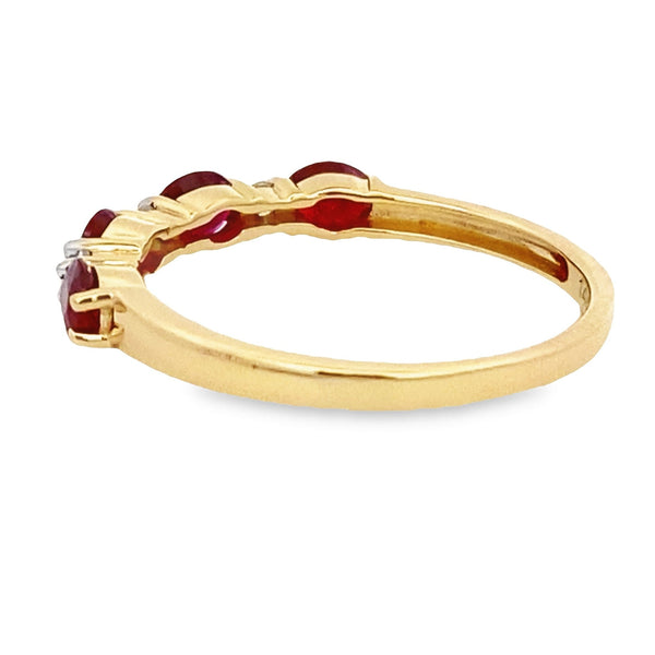 1.40ct Ruby Diamond Wedding Band Ring 14KT Yellow Gold