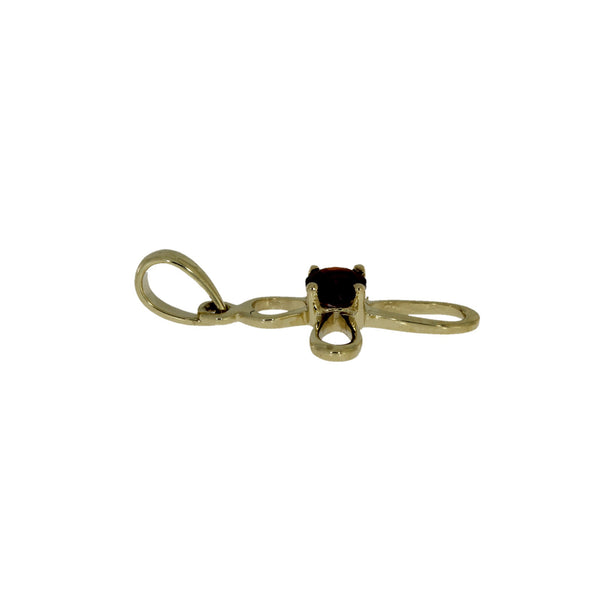 .04ct Garnet Cross Religious Pendant 10KT Yellow Gold