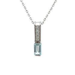 Aquamarine Diamond Fashion Pendants 10KT White Gold