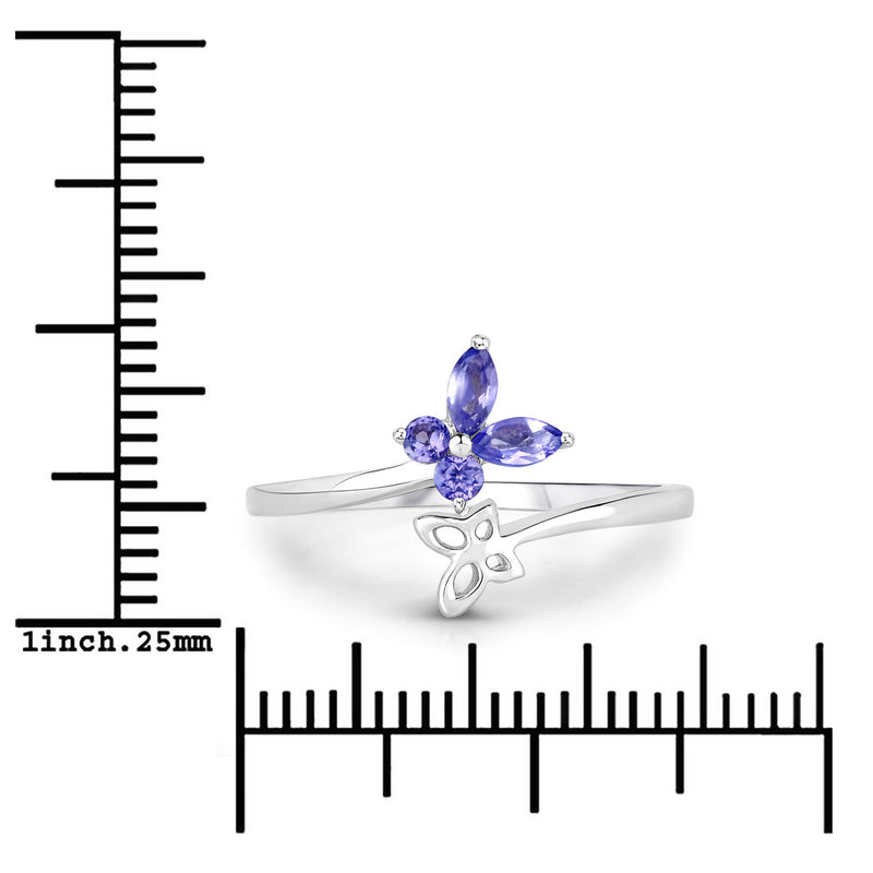 0.23 Carat Genuine Tanzanite .925 Sterling Silver Ring