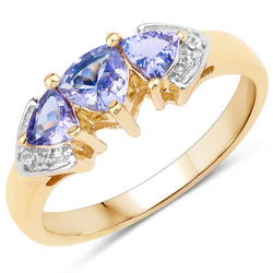 0.90 Carat Genuine Tanzanite and White Topaz .925 Sterling Silver Ring